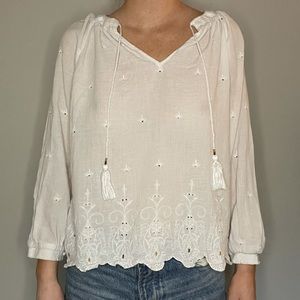 White boho blouse with embroidery
